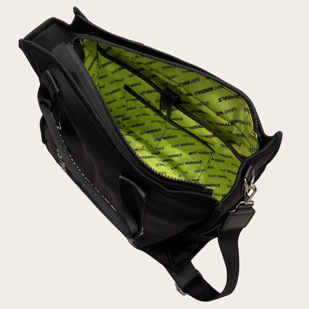 saint minerals tote bag inside