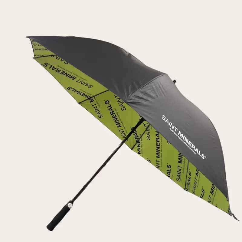large saint minerals umbrella showing green interior